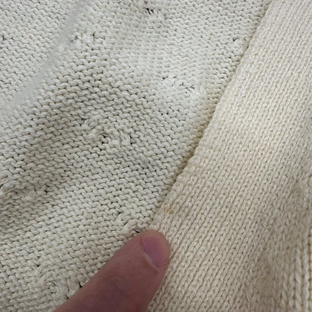 Vintage Cardigan Sweater Karen Scott USA Cotton Pale Yellow Womens Small 1980s - Picture 7 of 9